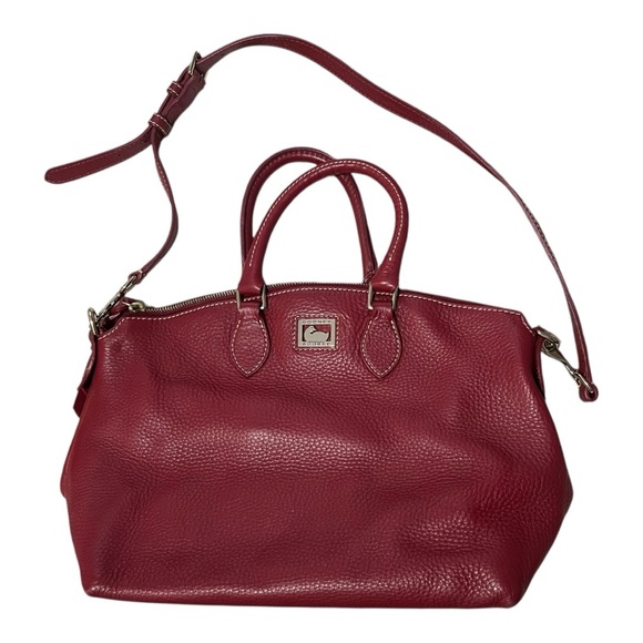 Dooney & Bourke Handbags - Dooney & Bourke Red Pebbled Leather Crossbody Tote Purse Classic